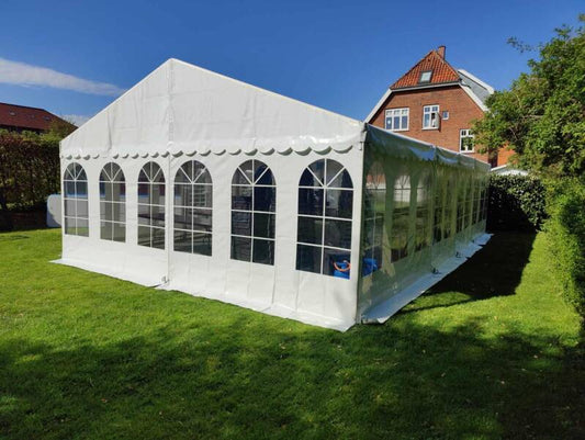 6 m Bredt Festtelt — Hvide / Plast Gulv / 126 m2