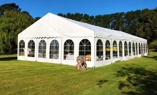 9 m Bredt Partytelt — Hvide / Uden gulv / 189 m2