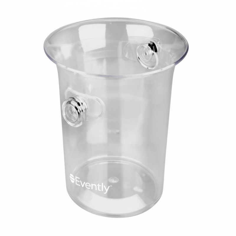 Produkt Titel Stilfuld Champagnekøler i Transparent Design – Med Elegante Sølvdetaljer