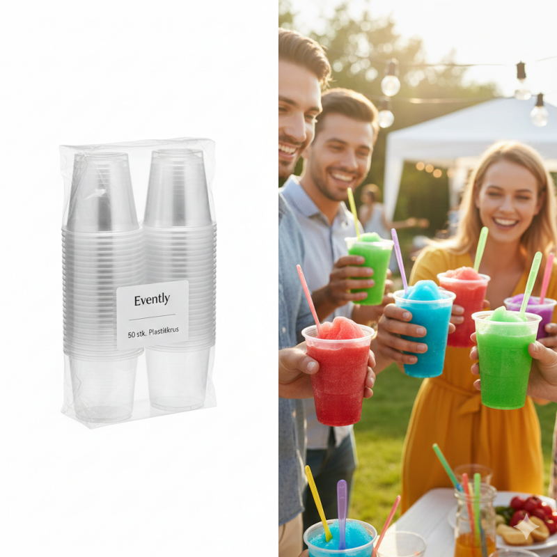 50 stk. Plastkrus (40 cl) – Perfekt til Slush Ice & Fadøl