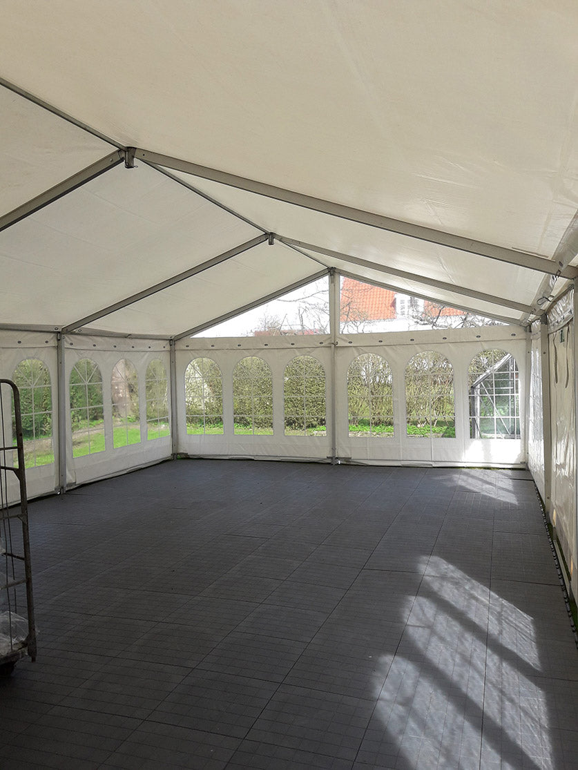 6 m Bredt Festtelt — Hvide / Plast Gulv / 180 m2