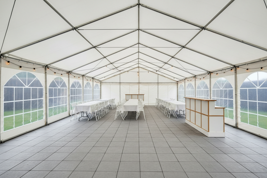 6 m Bredt Festtelt — hvide/Grå / Plast Gulv / 36 m2
