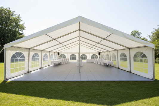 6 m Bredt Festtelt — Hvide / Plast Gulv / 108 m2