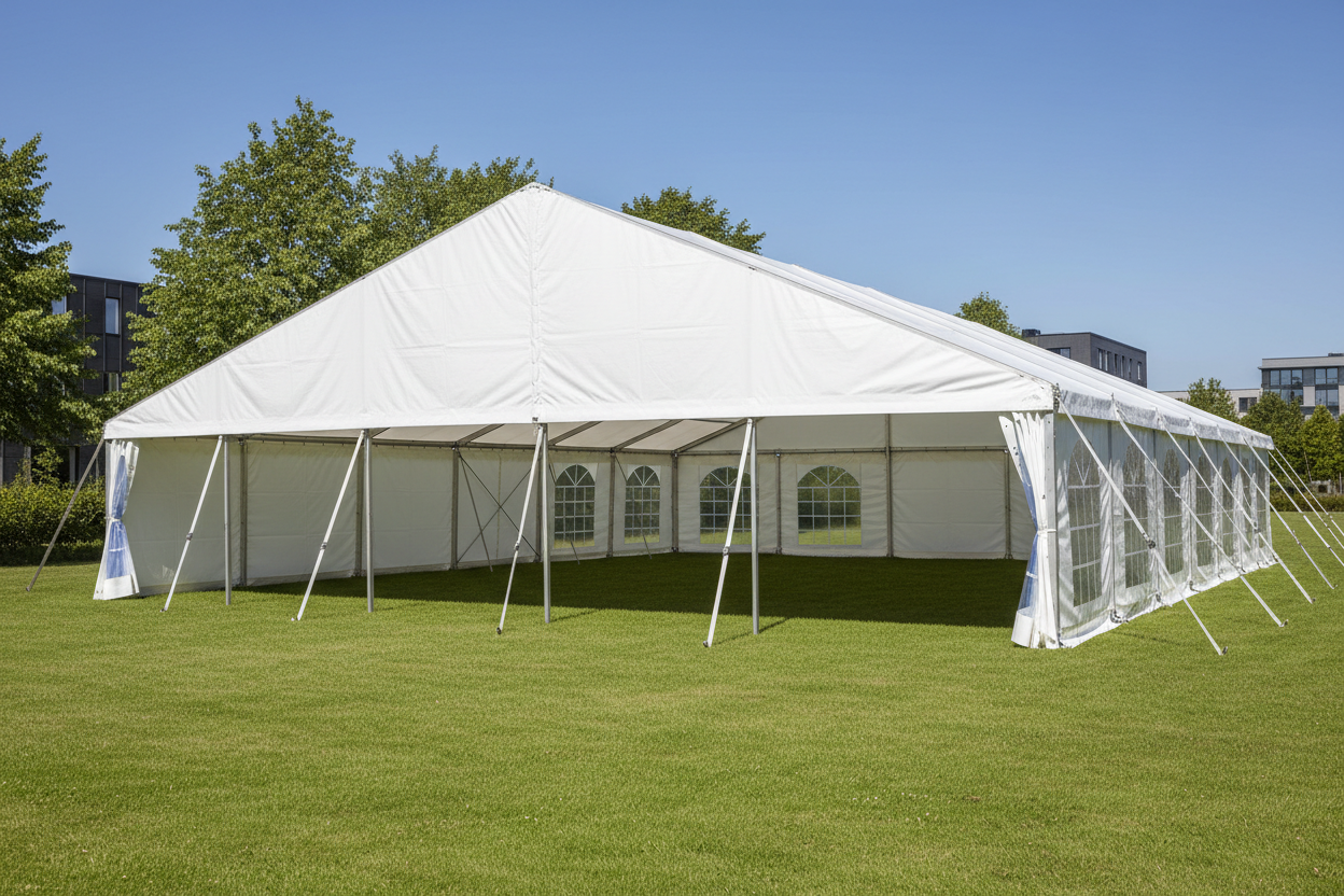 6 m Bredt Festtelt — Hvide / Uden gulv / 126 m2