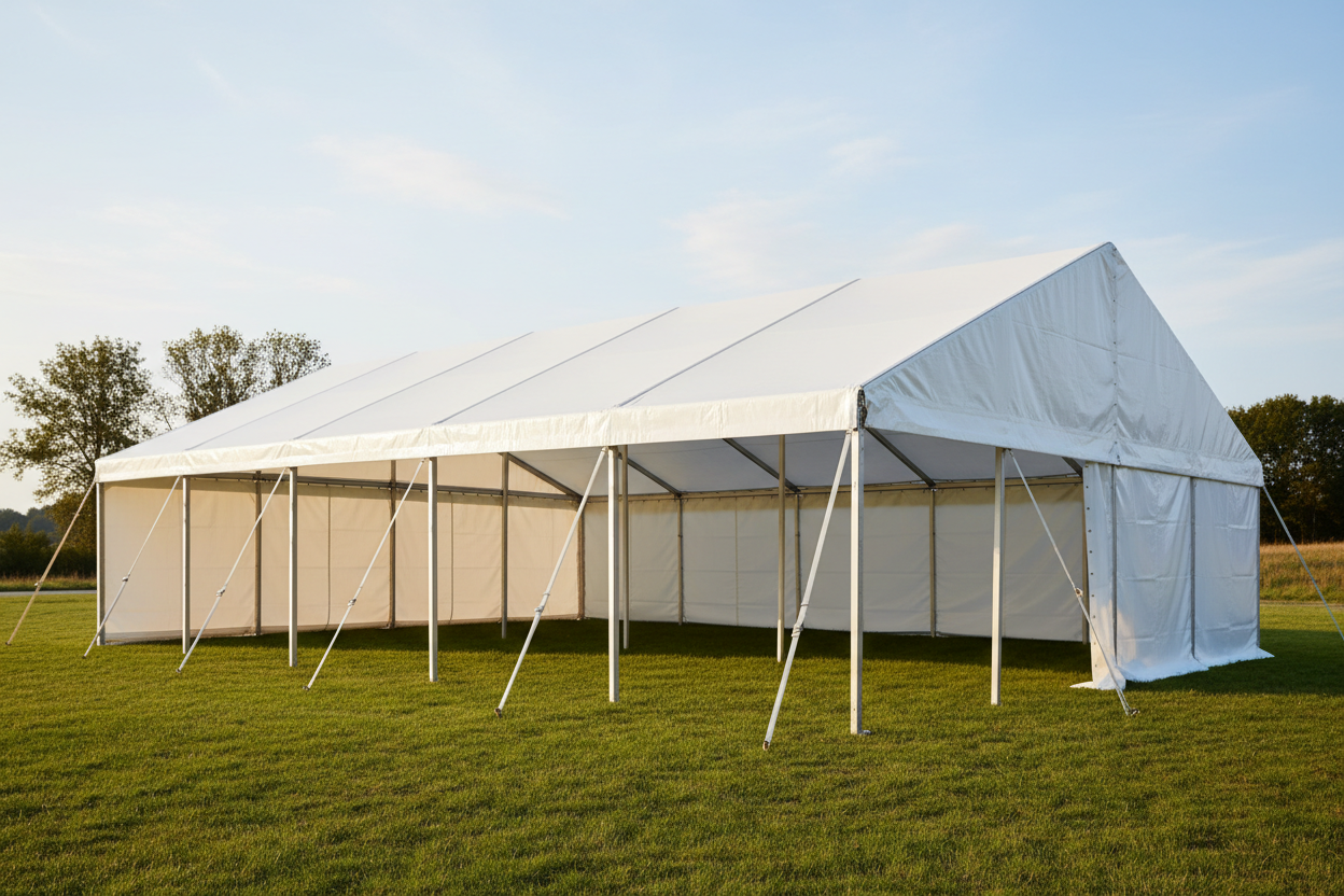 6 m Bredt Festtelt — Hvide / Uden gulv / 126 m2