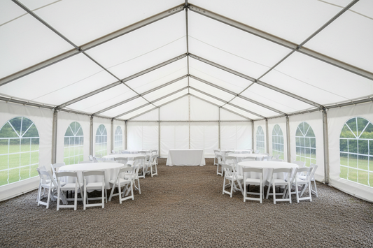 6 m Bredt Festtelt — Hvide / Uden gulv / 126 m2