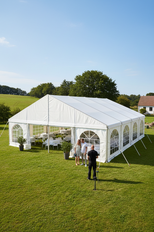 6 m Bredt Festtelt — Hvide / Uden gulv / 36 m2