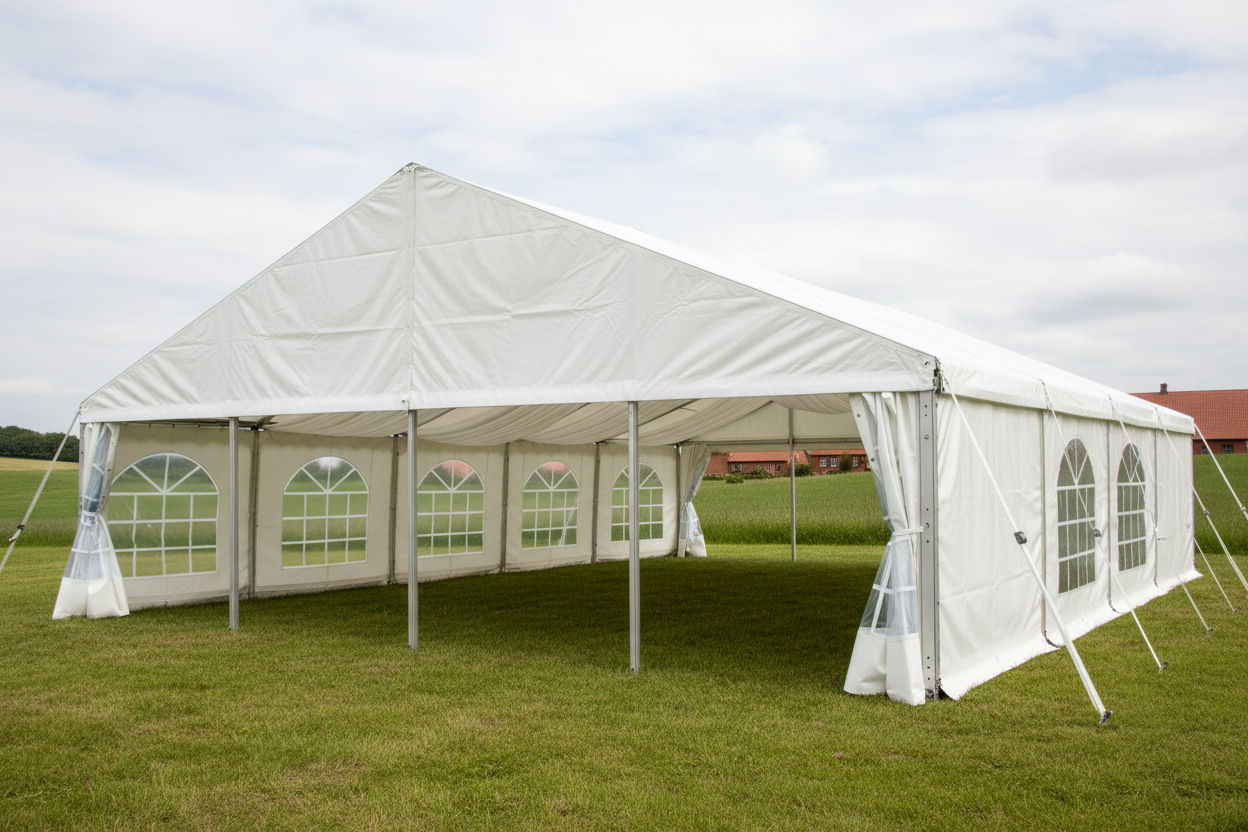 6 m Bredt Festtelt — Hvide / Uden gulv / 54 m2