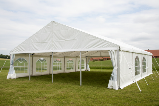 6 m Bredt Festtelt — Hvide / Uden gulv / 54 m2