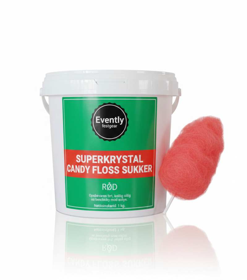 Candyfloss Sukker med Jordbærsmag – Rød (1 kg)