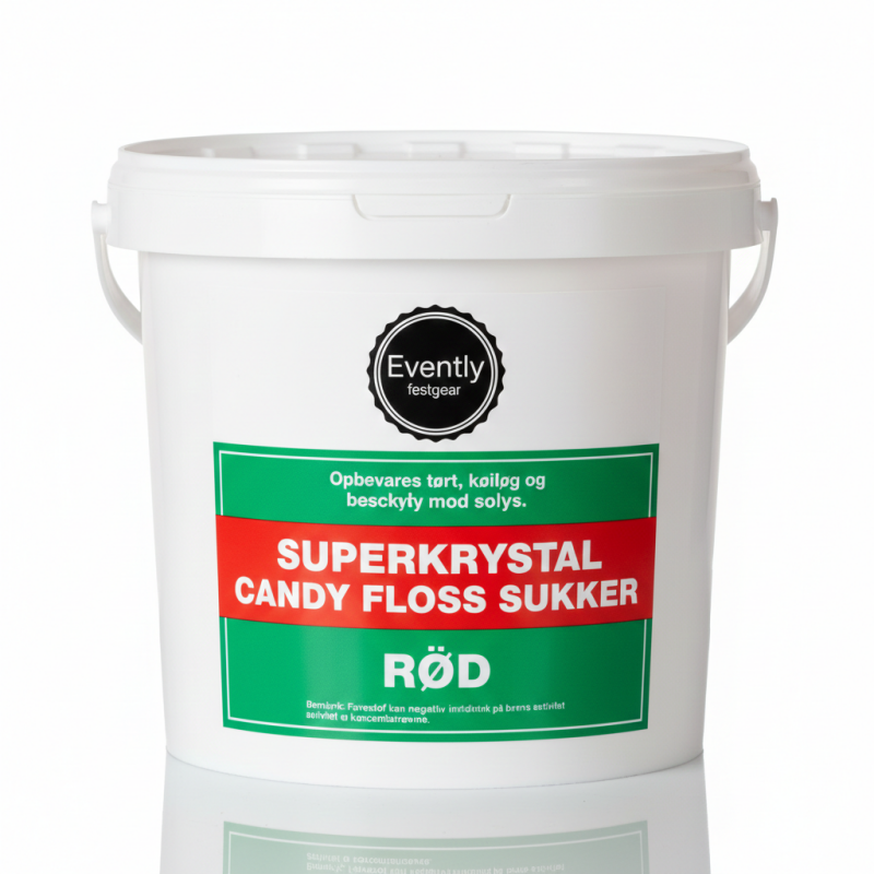Rødt Candyfloss Sukker (10 kg) – Jordbærsmag – Til 400 Candyfloss