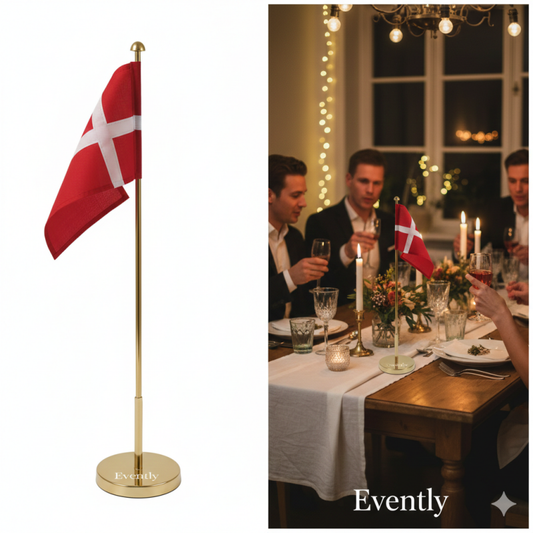 Klassiske Flagstænger til Fest & Event – Vælg mellem Bordmodel eller 1,8 m Gulvmodel — Guld