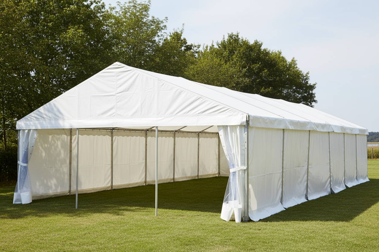 6 m Bredt Festtelt — Hvide / Uden gulv / 162 m2