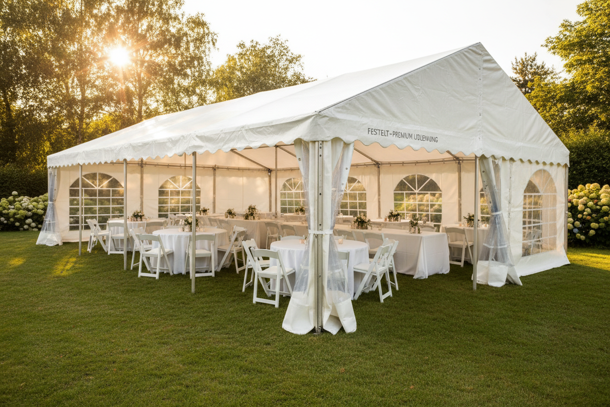 6 m Bredt Festtelt — Hvide / Uden gulv / 72 m2