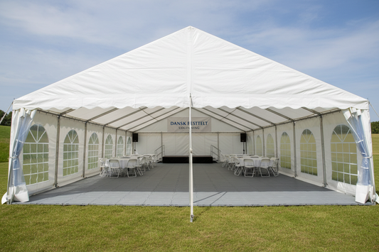 6 m Bredt Festtelt — Hvide / Plast Gulv / 144 m2