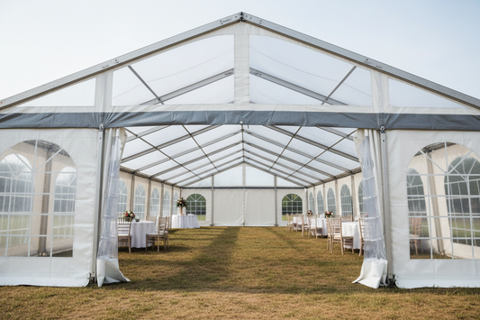 6 m Bredt Festtelt — Grå / Uden gulv / 108 m2