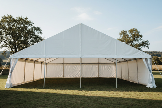 6 m Bredt Festtelt — Hvide / Uden gulv / 144 m2