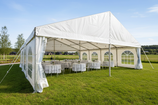 6 m Bredt Festtelt — Hvide / Uden gulv / 90 m2