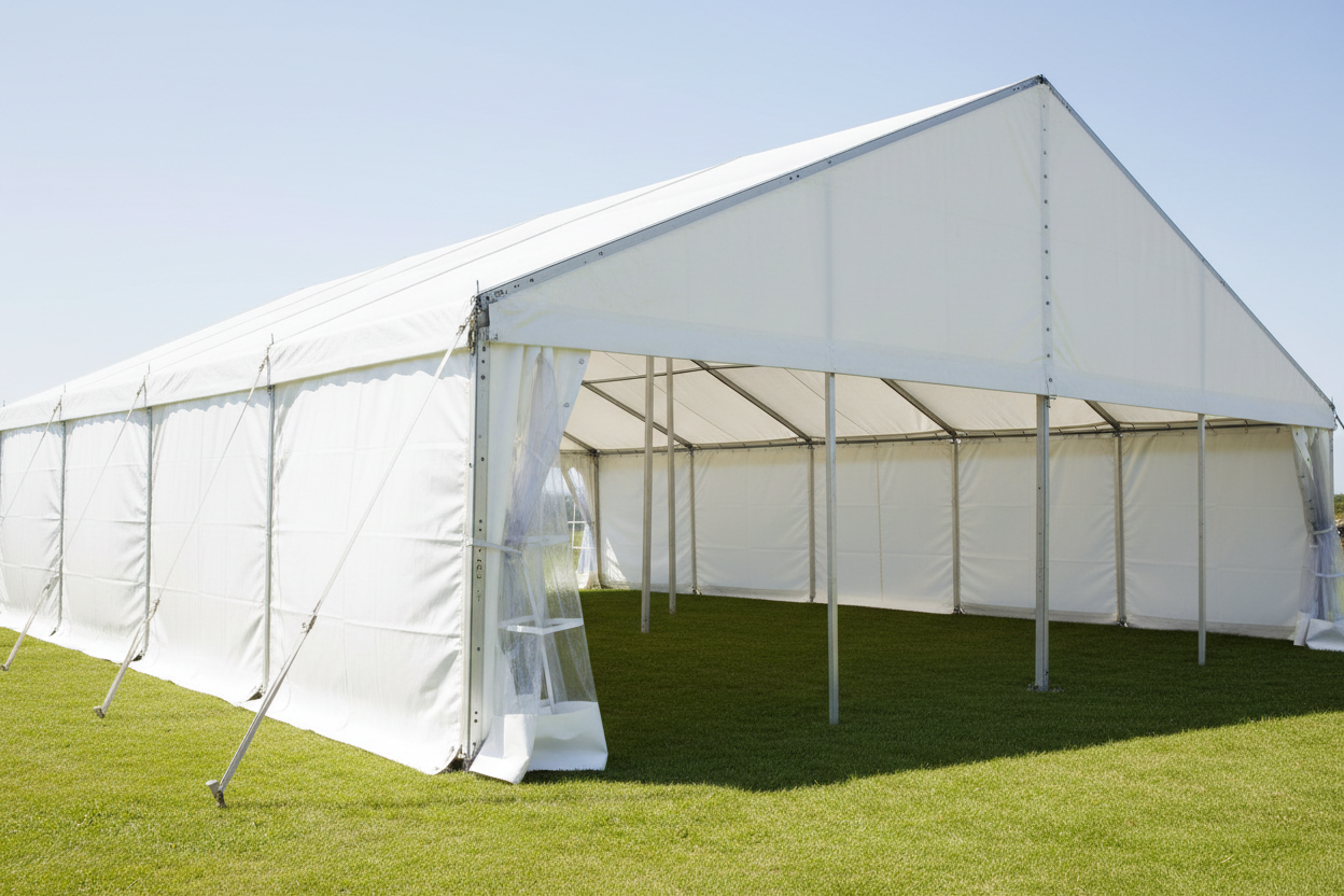 6 m Bredt Festtelt — Hvide / Uden gulv / 144 m2