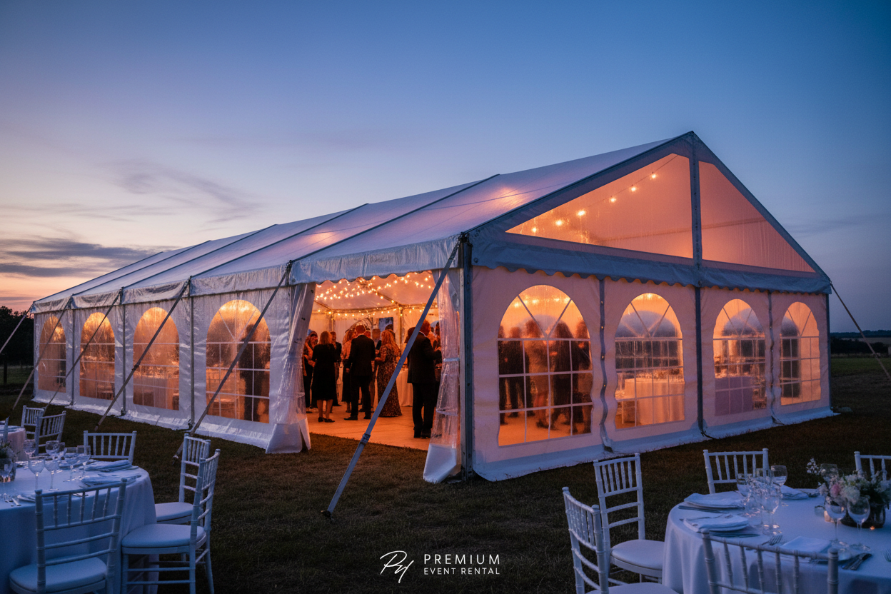 6 m Bredt Festtelt — Hvide / Uden gulv / 162 m2