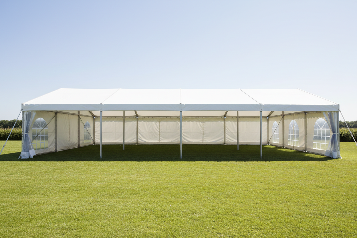 6 m Bredt Festtelt — Hvide / Uden gulv / 108 m2